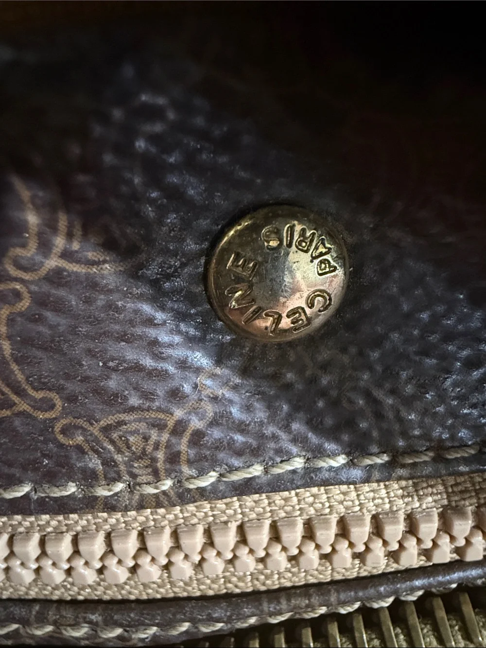 Vintage Celine Coated Canvas and Leather Bowling Bag authentic Celine monogram